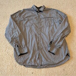 Thred & Cloth Casual Cotton Gray, white Polka Dot Button-Down Shirt Soft SZ XXL